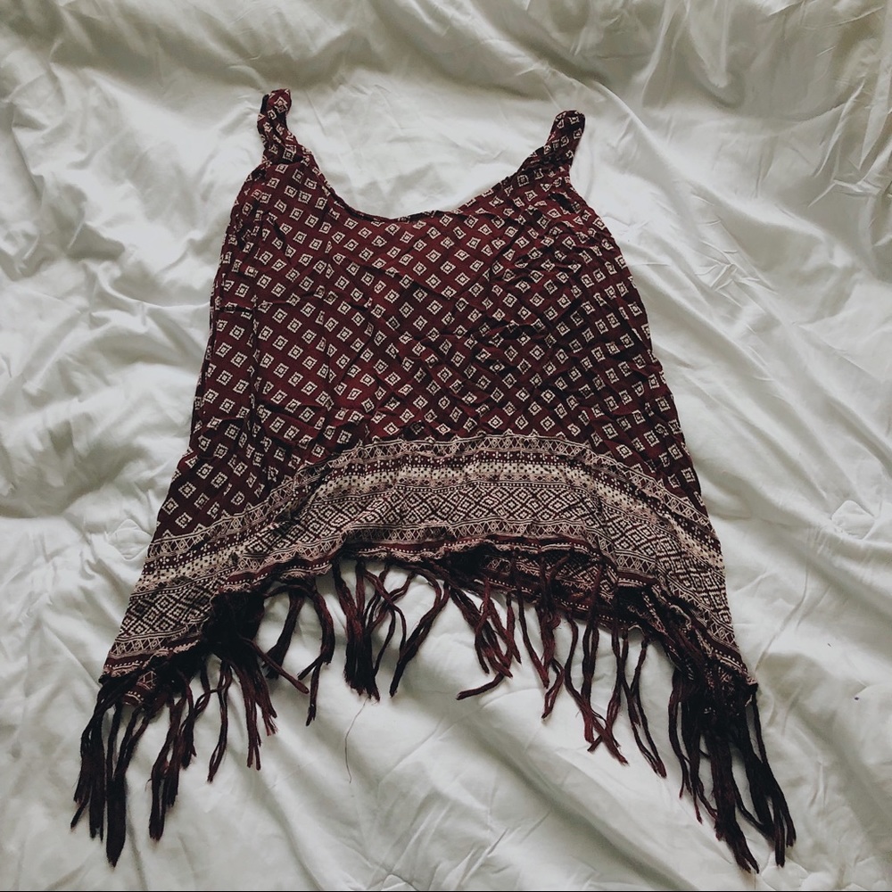 Forever 21 Maroon Patterned Tank Top